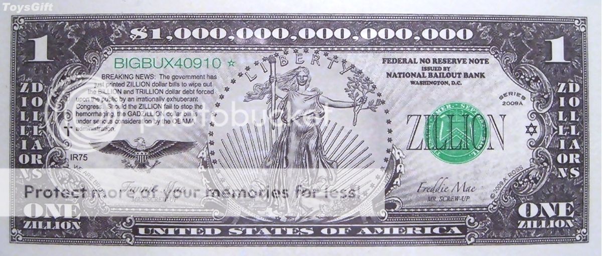 Lot of 10 BILLS ZILLION US DOLLARS Barack Hussein OBAMA Debt Plan HTF